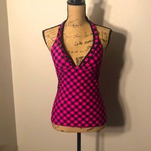 Pink and Black Swim Top